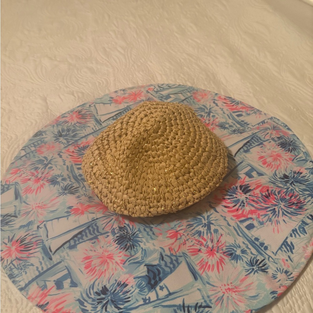 Lilly Pulitzer Pink and Blue Floral beach hat